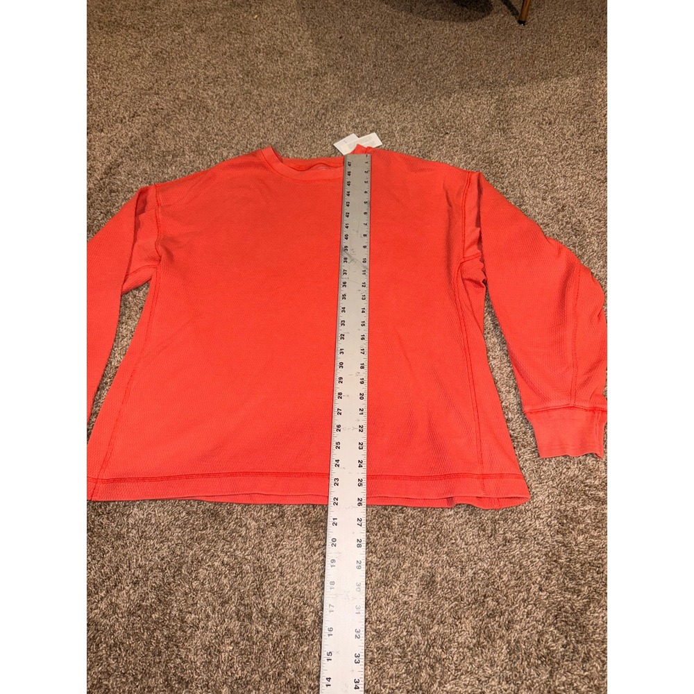 American Eagle AE Boxy Fit Thermal Long Sleeve Shirt Coral Orange Mens Lg (667) - Picture 4 of 5
